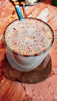 Winter drink hot salep with cinnemon powder