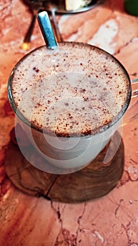 Winter drink hot salep with cinnemon powder