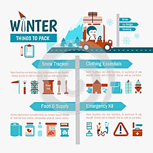 Winter Driving packing list infographics