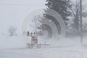 Winter Emergency Road Closure During Blizzard