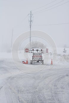 Winter Emergency Road Closure Sign