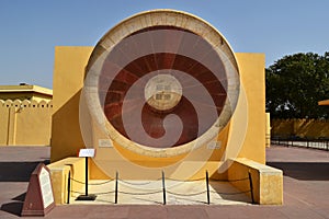 Winter equitorial sundial instrument at astronomical observatory Jaipur Rajasthan India