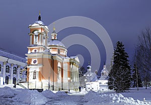 Winter evening Moscow, View of the churches of the Zaryadye district
