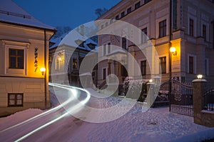 Winter evening near Kuria restaurant at Banska Bystrica