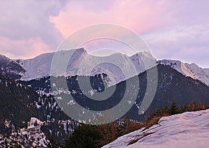 Winter evening in Pindus mountains