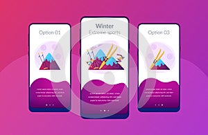Winter extreme sports app interface template.