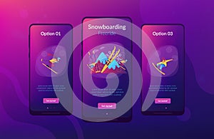 Winter extreme sports app interface template.