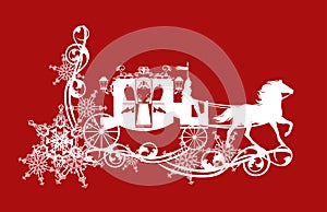 Winter fairy tale carriage and snow decor