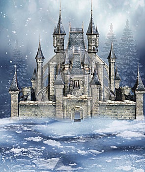 Winter fairytale castle