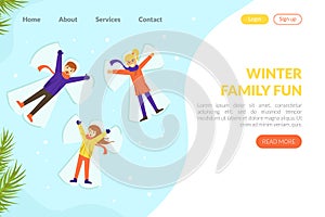 Winter Family Fun Landing Page Template, Winter Family Fun Landing Page Template, Winter Holidays Website, People in