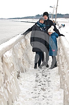 Winter family walk at Darlowo beach