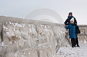 Winter family walk at Darlowo beach