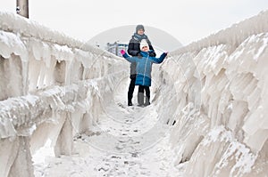 Winter family walk at Darlowo beach