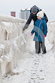 Winter family walk at Darlowo beach