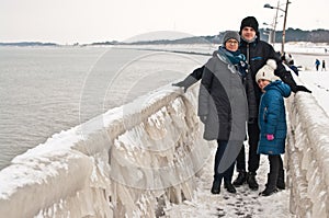 Winter family walk at Darlowo beach