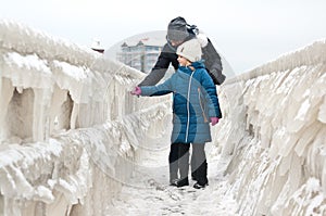 Winter family walk at Darlowo beach