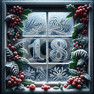 Winter Festive 18th Birthday Greeting in Frost