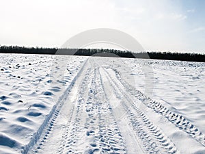 Winter field road