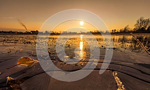 winter field at sunrise landscape in lower austria