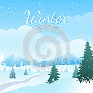 Winter fields with falling snow vector illustration