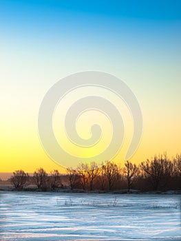 Winter fields at sunrise photo