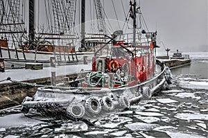 Winter fire boat