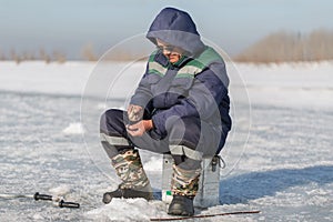 Winter fisherman