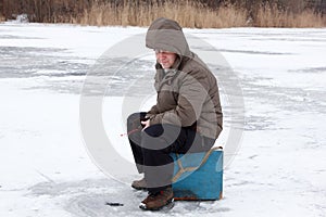 Winter fishing family leisure outdoor