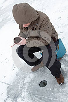 Winter fishing family leisure outdoor
