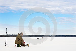 Winter fishing Fisherman enjoying a day on the ice