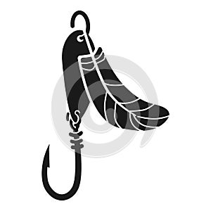 Winter fishing hook icon, simple style