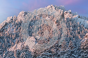 Winter, Flatirons on Bear Mountain at Sunrise