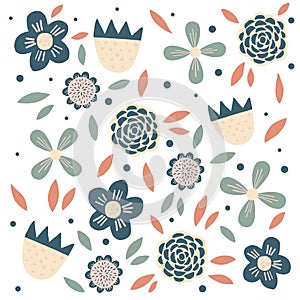 Simple retro floral design in muted colors photo