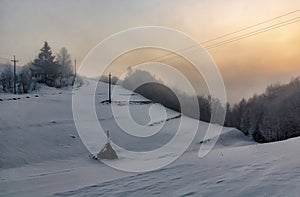 winter fog haystack on the hill utregee silence minimalism