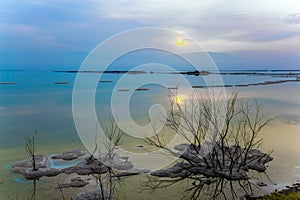 Winter foggy dawn. Dead Sea, Israel.