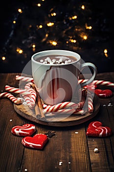 Winter food candy dessert chocolate sweet background drink table cup christmas background holiday hot