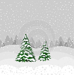 Winter forest background design in vector