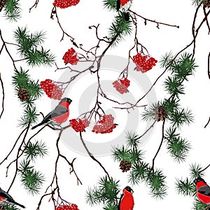 Winter forest Christmas seamless vector pattern