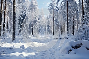 Winter forest landscape Ai photo