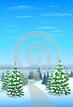 Winter Forest Landscape Christmas Background