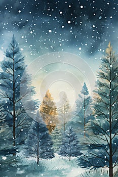 winter forest landscape with fir trees and snow