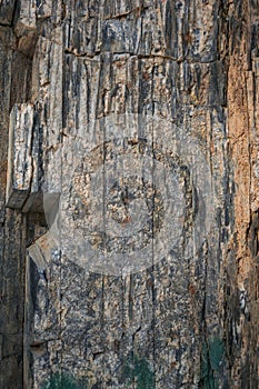 Winter forest, Russia, Karachay-Cherkess Republic, structure, stone block, rock, greenery, fancy patterns, part