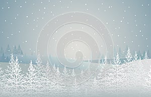 Winter forest. snow-covered spruces on hill. landscape. christmas theme photo