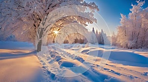 winter in the forest, winter landscape in winter, fantastic scene of winter nature, nature in winter, snow covered trees in winter