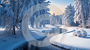 winter in the forest, winter landscape in winter, fantastic scene of winter nature, nature in winter, snow covered trees in winter