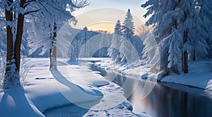 winter in the forest, winter landscape in winter, fantastic scene of winter nature, nature in winter, snow covered trees in winter