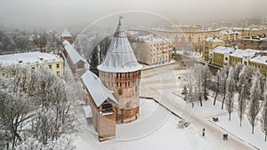 Winter fortress wall and one of the squares Smolensk