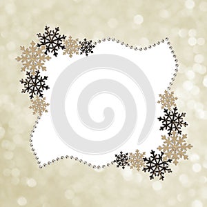 Winter frame with snowflakes and decoration beads photo