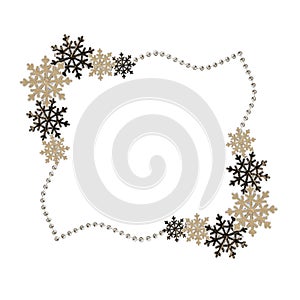 Winter frame with snowflakes and decoration beads photo