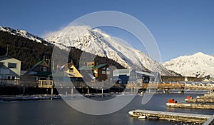 Winter Freeze Resurrection Bay Seward Alaska Docks Marina Boardwalk photo